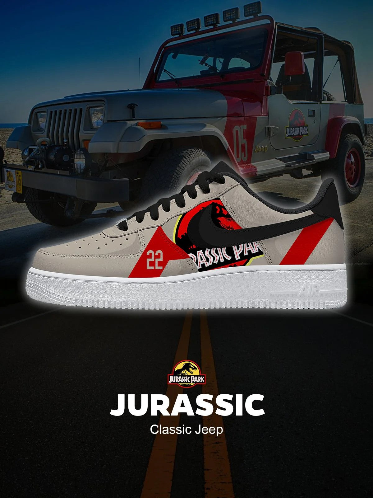 Jurassic Classic Jeep Custom Shoes