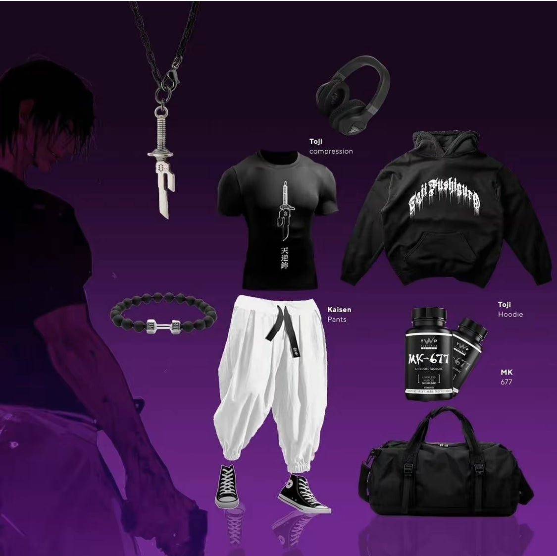 Combo Anime Short, Jogger, Hoodie, Bag, T-shirt