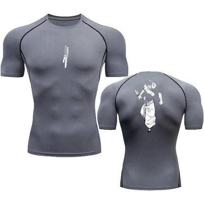 Anime Compression Shirt Men Gym Riding Tops