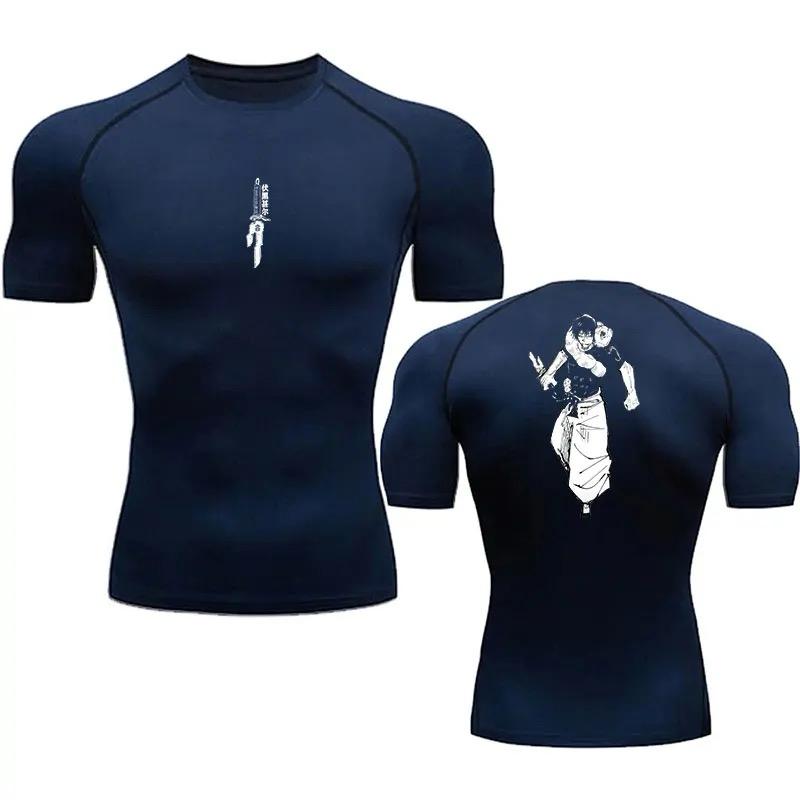 Anime Compression Shirt Men Gym Riding Tops