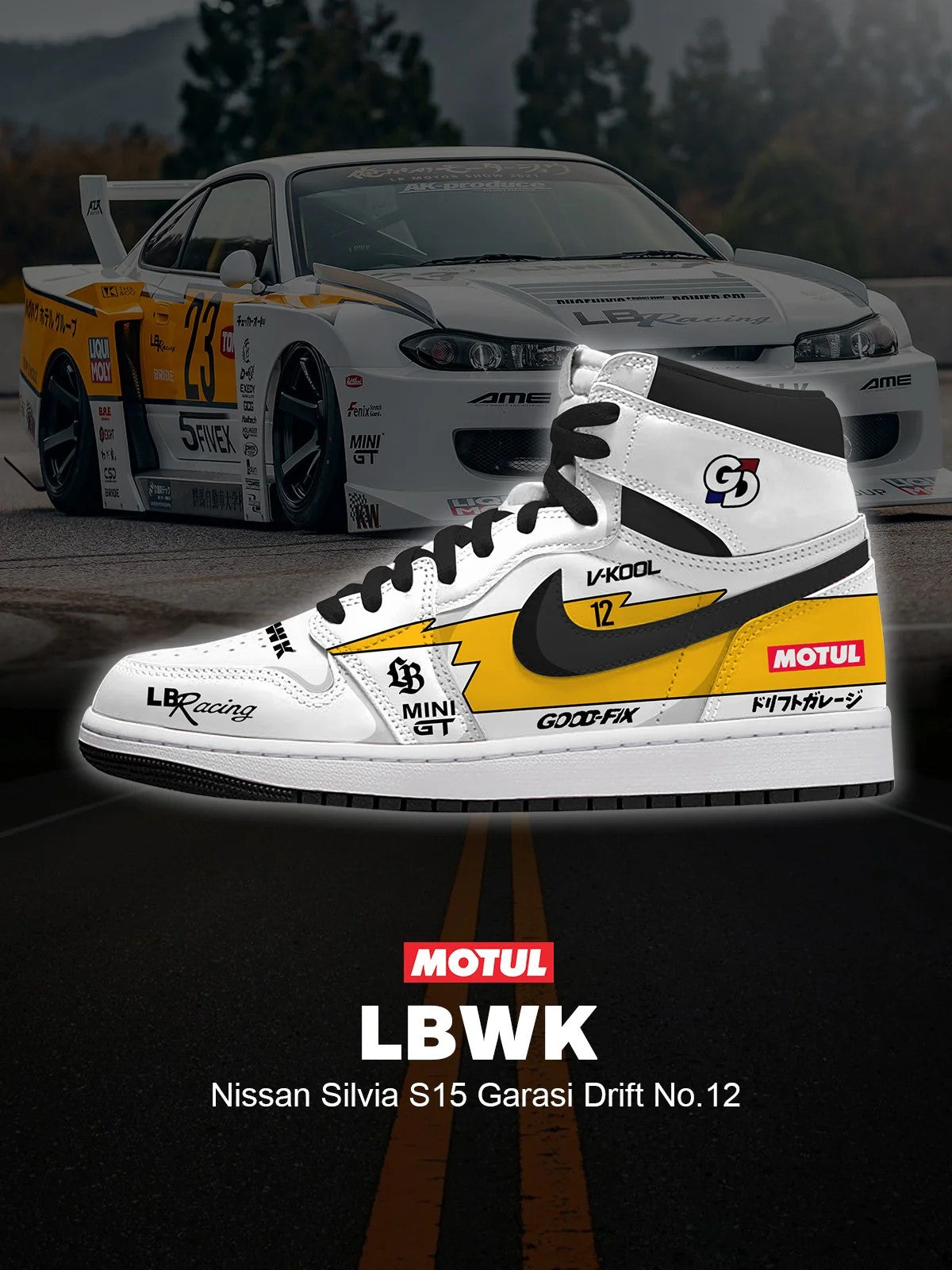 Silvia S15 Garasi Drift No.12 V.1 High-Top Custom Shoes
